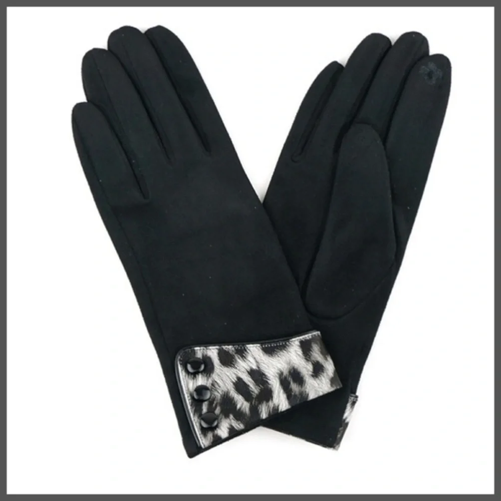 🆕Just In-Smart Touch black leopard gloves